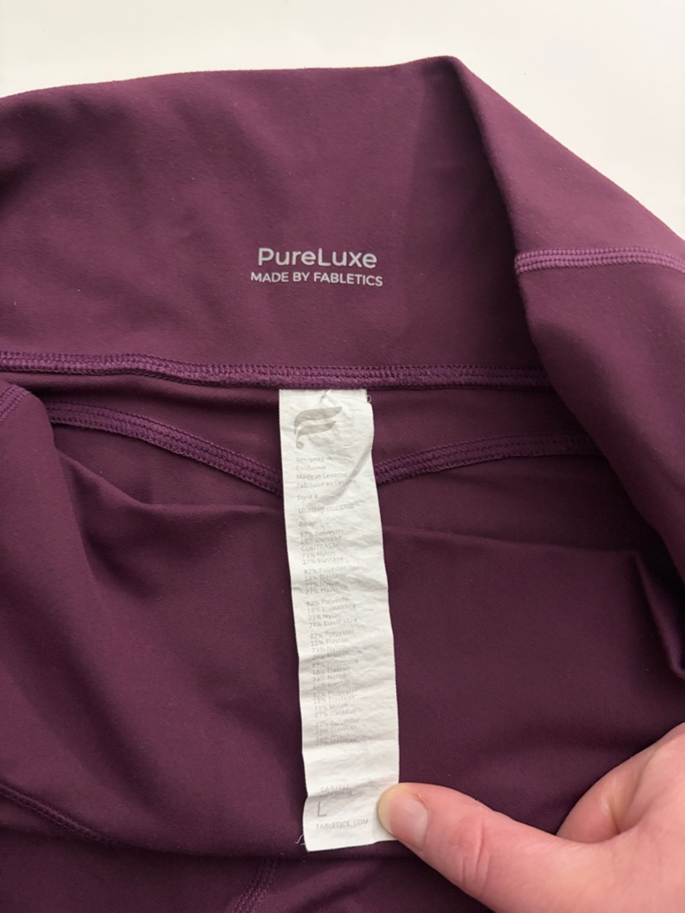 Fabletics High Waisted Pure Luxe Burgundy Leggings with Side Pockets Size Large - Picture 3 of 3